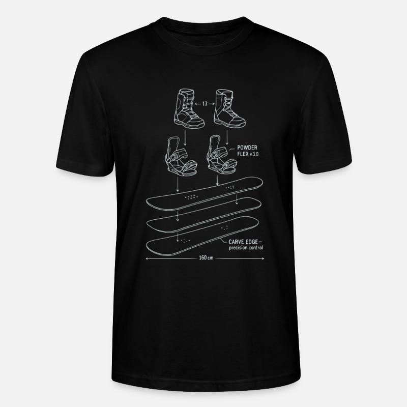 Snowboard Blueprint Technik Design - Stanley/Stella Unisex Bio-T-Shirt CRAFTER - Schwarz