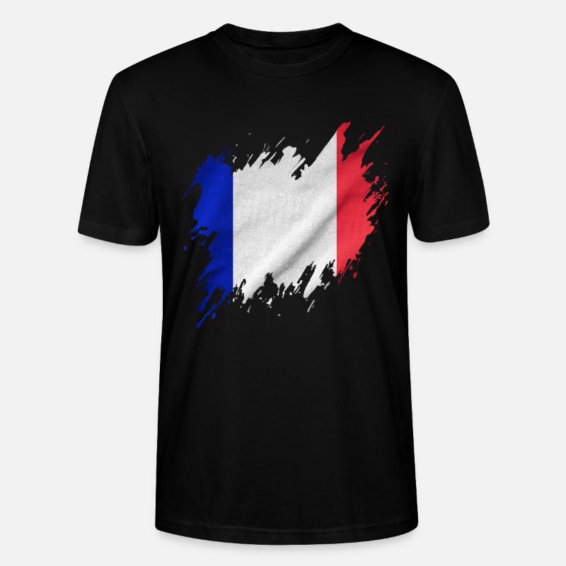 Drapeau français, style déchiré - T-shirt bio CRAFTER Stanley Stella Unisexe - noir