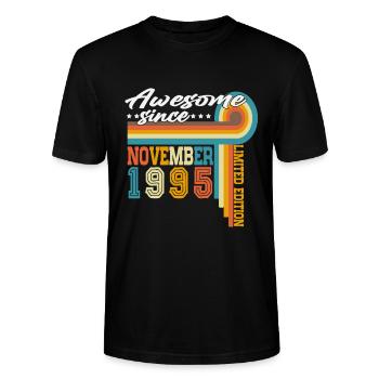 November 1995 Jahrgang Vintage Retro Geburtstag - Stanley/Stella Unisex Bio-T-Shirt CRAFTER - Schwarz - Vorne - Alina (178cm) & Michal (187cm)