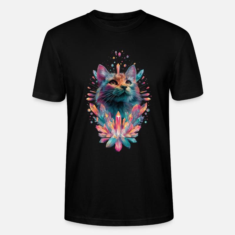 Chat en cristal arc-en-ciel, mignon - T-shirt bio CRAFTER Stanley Stella Unisexe - noir