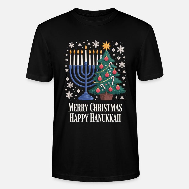 Joyeux Noël Joyeux Hanoukka Chemise - T-shirt bio CRAFTER Stanley Stella Unisexe - noir