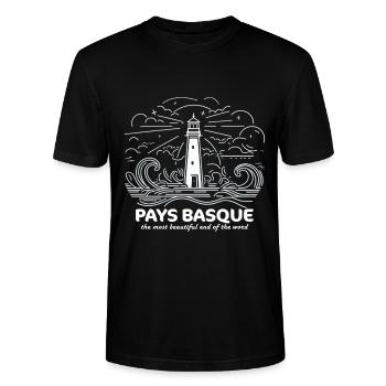 Pays Basque Fierté Bayonne Biarritz Plages Océan - T-shirt bio CRAFTER Stanley Stella Unisexe - noir - Devant - Alina (178cm) & Michal (187cm)