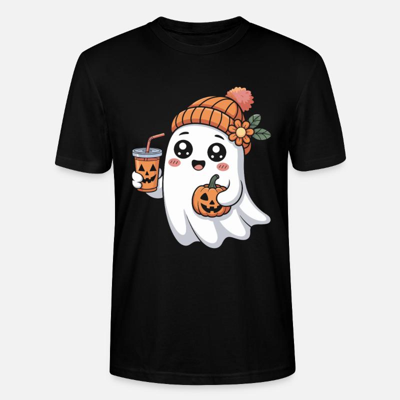 Geist Halloween Kürbis Latte Spaß - Stanley/Stella Unisex Bio-T-Shirt CRAFTER - Schwarz