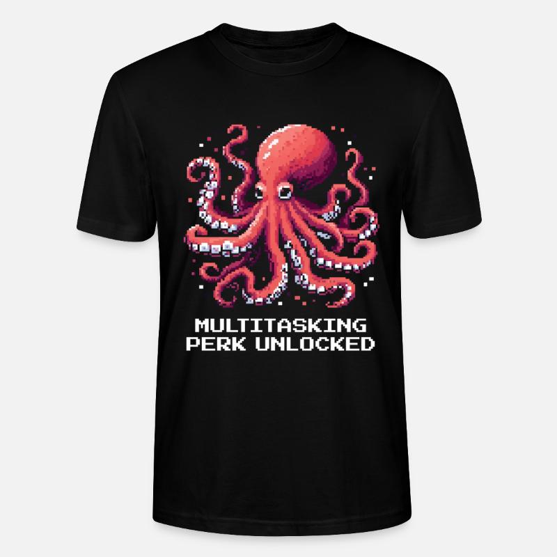 Capacité multitâche débloquée | Pieuvre - T-shirt bio CRAFTER Stanley Stella Unisexe - noir