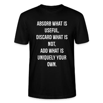 absorber ce qui est utile jeter ce qui n’est pas ajouter - T-shirt bio CRAFTER Stanley Stella Unisexe - noir - Devant - Alina (178cm) & Michal (187cm)