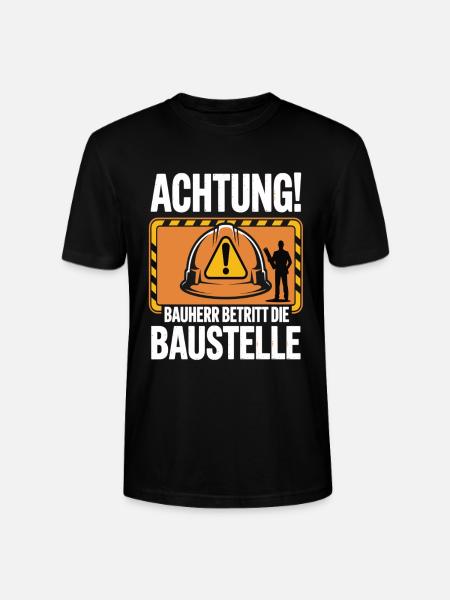 Attention: Builder enters the construction site - Stanley/Stella CRAFTER Unisex Organic T-Shirt - black