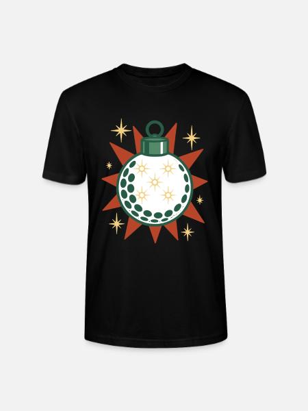 Funny Golf Ball Merry Christmas - Stanley/Stella CRAFTER Unisex Organic T-Shirt - black
