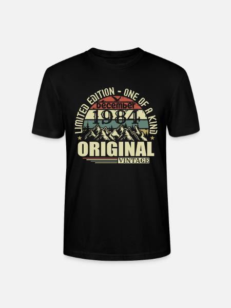 December 1984 December Anniversary December 1984 - Stanley/Stella CRAFTER Unisex Organic T-Shirt - black