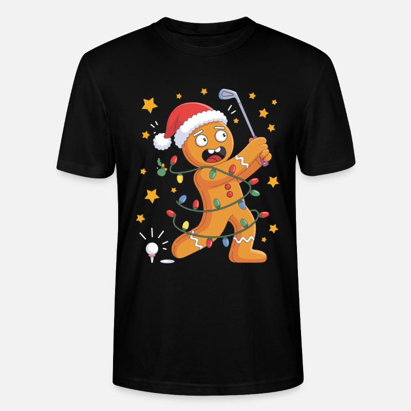 Golf Weihnachts Shirt mit Lebkuchenmann - Stanley/Stella Unisex Bio-T-Shirt CRAFTER - Schwarz