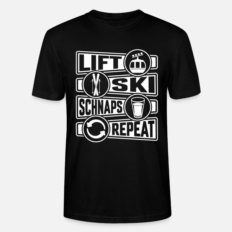 Lift Ski Schnaps Repeat Apres Ski - Stanley/Stella Unisex Bio-T-Shirt CRAFTER - Schwarz