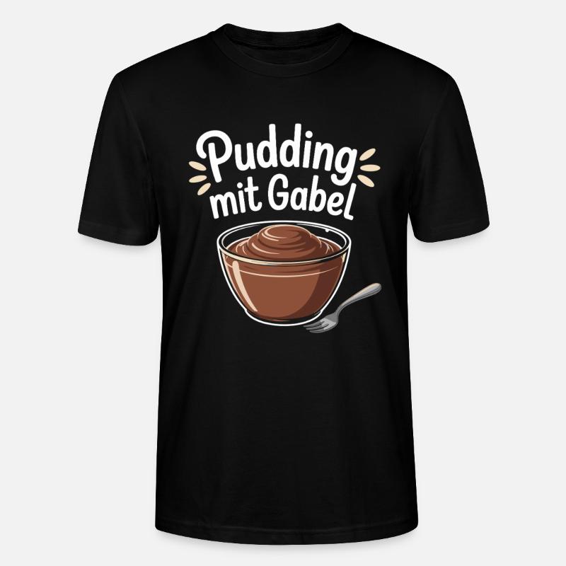 Pudding with fork - Stanley/Stella CRAFTER Unisex Organic T-Shirt - black