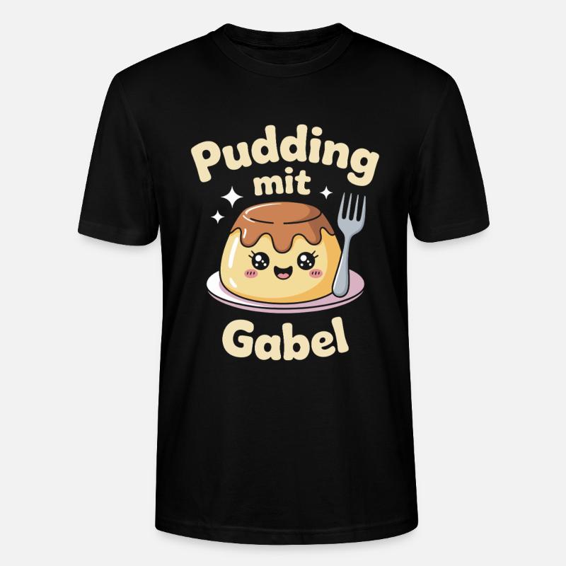 Pudding with fork - Stanley/Stella CRAFTER Unisex Organic T-Shirt - black