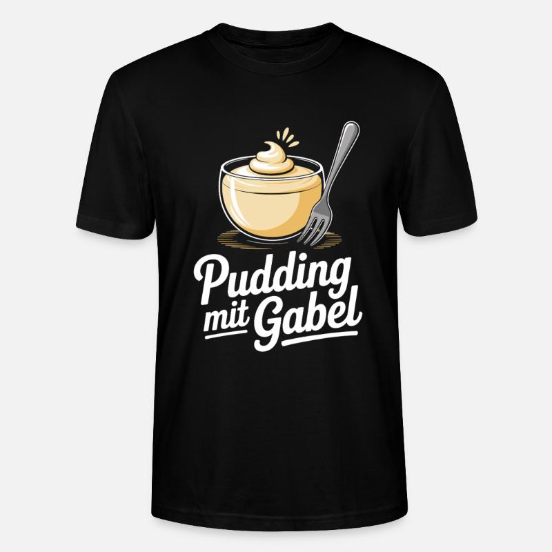 Pudding with fork - Stanley/Stella CRAFTER Unisex Organic T-Shirt - black