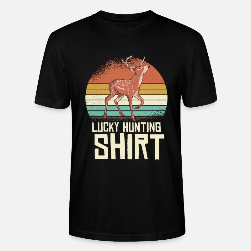 Chemise rétro cerf coucher de soleil - T-shirt bio CRAFTER Stanley Stella Unisexe - noir
