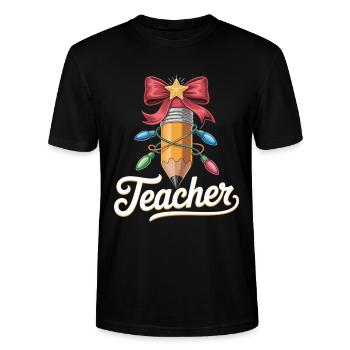 Geschenkidee für Lehrer zur Weihnachten - Stanley/Stella Unisex Bio-T-Shirt CRAFTER - Schwarz - Vorne - Alina (178cm) & Michal (187cm)