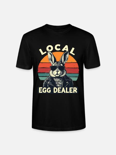 Local Egg Dealer Bunny Retro - Stanley/Stella CRAFTER Unisex Organic T-Shirt - black