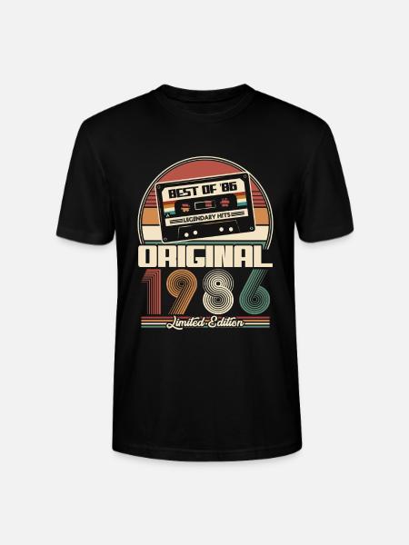 1986 Vintage Vintage syntymäpäivä retro lahja - Stanley/Stella CRAFTER unisex luomu-t-paita - musta