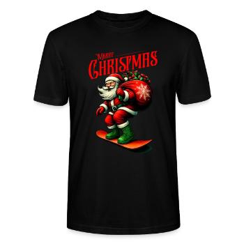 Snowboard Weihnachtsmann – Merry Christmas Fun - Stanley/Stella Unisex Bio-T-Shirt CRAFTER - Schwarz - Vorne - Alina (178cm) & Michal (187cm)
