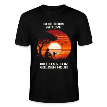 Cooldown aktiv | Goldene Stunde Fotografie - Stanley/Stella Unisex Bio-T-Shirt CRAFTER - Schwarz - Vorne - Alina (178cm) & Michal (187cm)