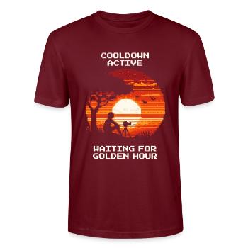 Cooldown aktiv | Goldene Stunde Fotografie - Stanley/Stella Unisex Bio-T-Shirt CRAFTER - Burgunderrot - Vorne - Alina (178cm) & Michal (187cm)