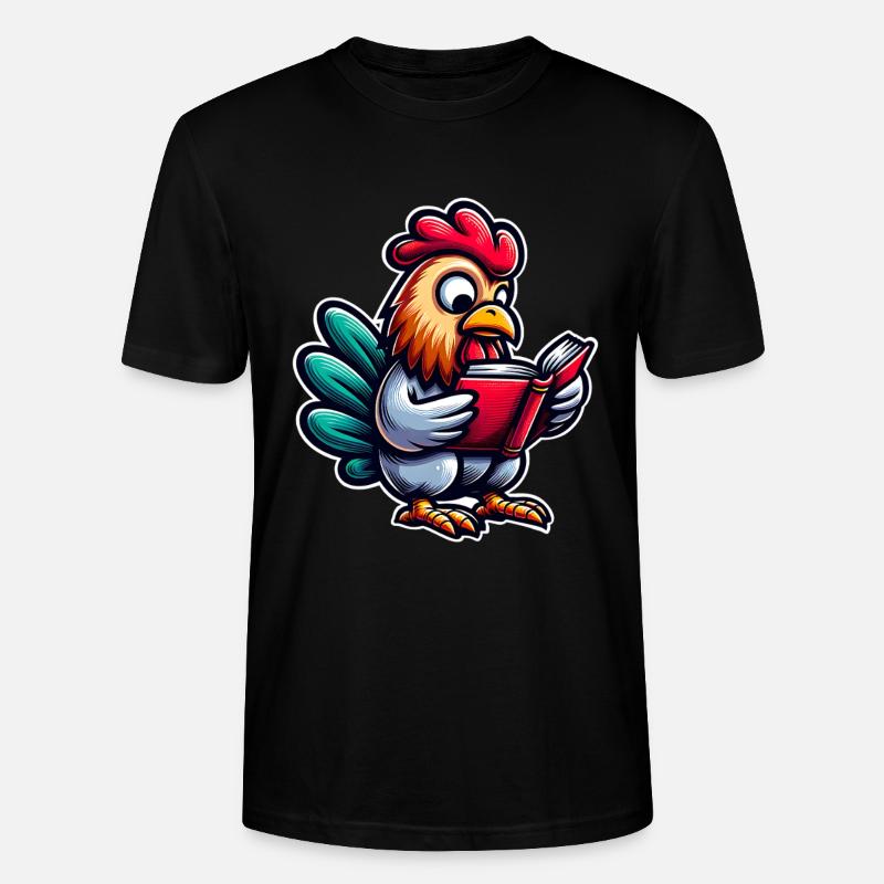 Lesender Hahn im Comicstil - Stanley/Stella Unisex Bio-T-Shirt CRAFTER - Schwarz