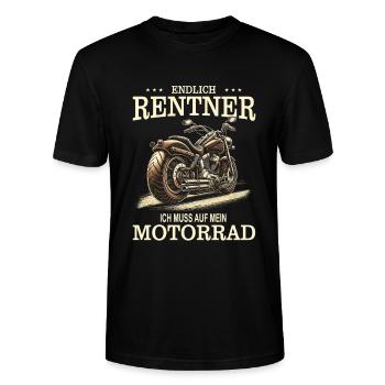 Endlich Rentner Motorradfreude - Stanley/Stella Unisex Bio-T-Shirt CRAFTER - Schwarz - Vorne - Alina (178cm) & Michal (187cm)
