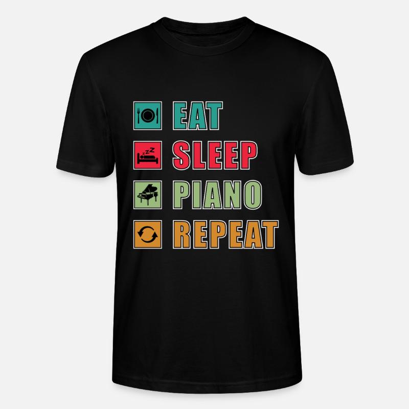 Manger dormir Piano Répéter - T-shirt bio CRAFTER Stanley Stella Unisexe - noir