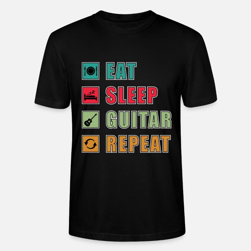 Eat Sleep Guitar Repeat - T-shirt bio CRAFTER Stanley Stella Unisexe - noir