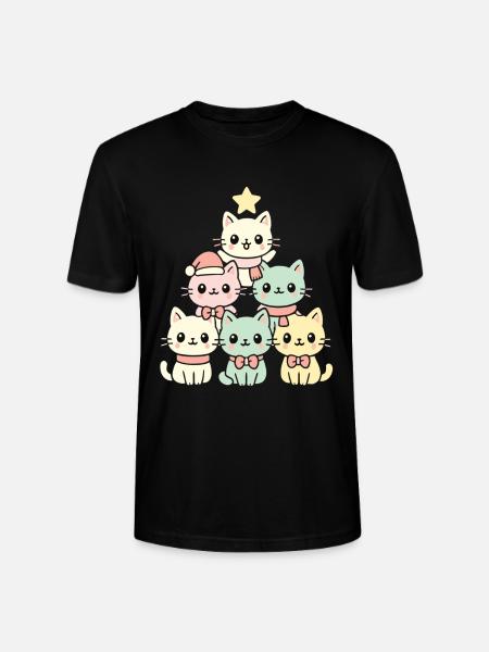 Cats Christmas Tree – Cute Xmas Cats - Stanley/Stella CRAFTER Unisex Organic T-Shirt - black