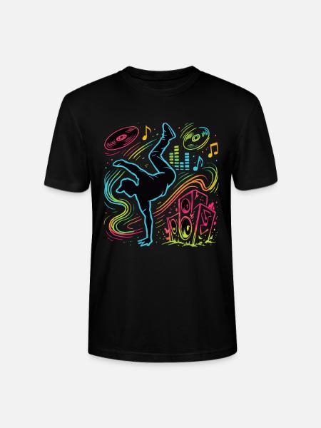 Breakdance Neon Style – Music & Street Art - Stanley/Stella CRAFTER Unisex Organic T-Shirt - black