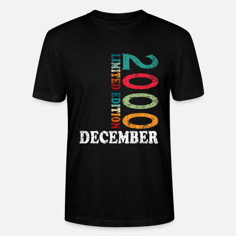 Anniversaire en décembre 2000 - décembre - T-shirt bio CRAFTER Stanley Stella Unisexe - noir