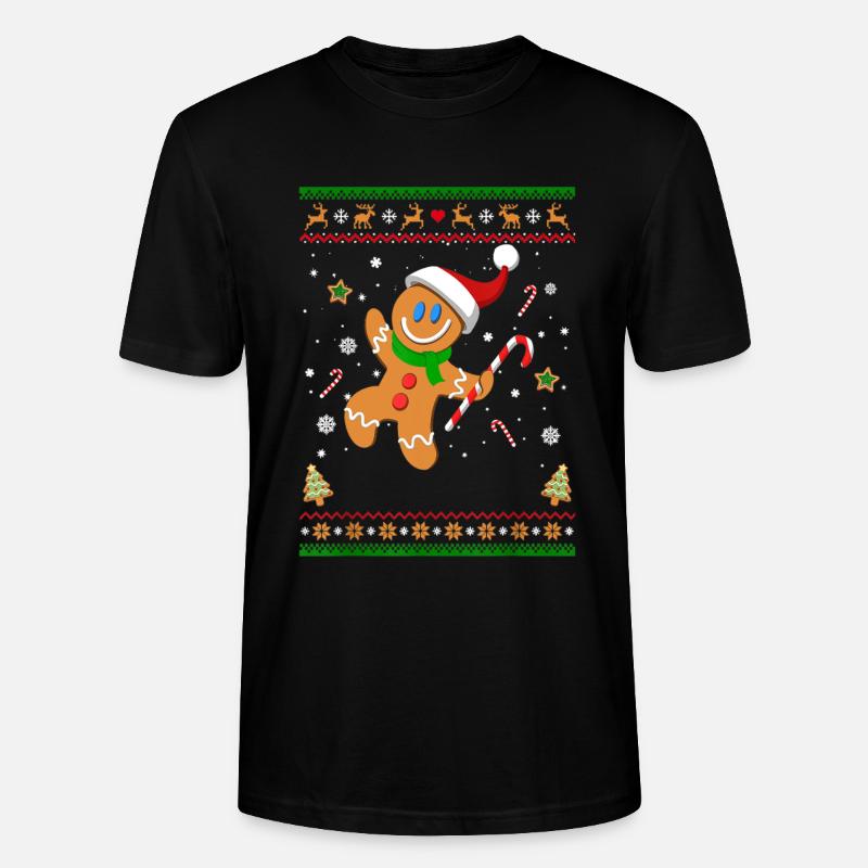 Hässliches Weihnachtspullover Lebkuchenmann Lustiges Geschenk - Stanley/Stella Unisex Bio-T-Shirt CRAFTER - Schwarz