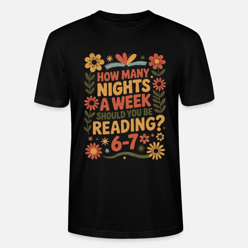 Motivation lecture 6-7 nuits fleurs rétro - T-shirt bio CRAFTER Stanley Stella Unisexe - noir