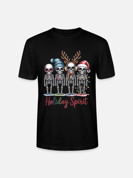 Weihnachten Skelette mit Deko - Stanley/Stella Unisex Bio-T-Shirt CRAFTER - Schwarz