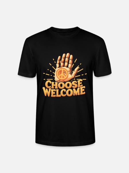 Humanity Equality Choose Welcome - Stanley/Stella CRAFTER Unisex Organic T-Shirt - black