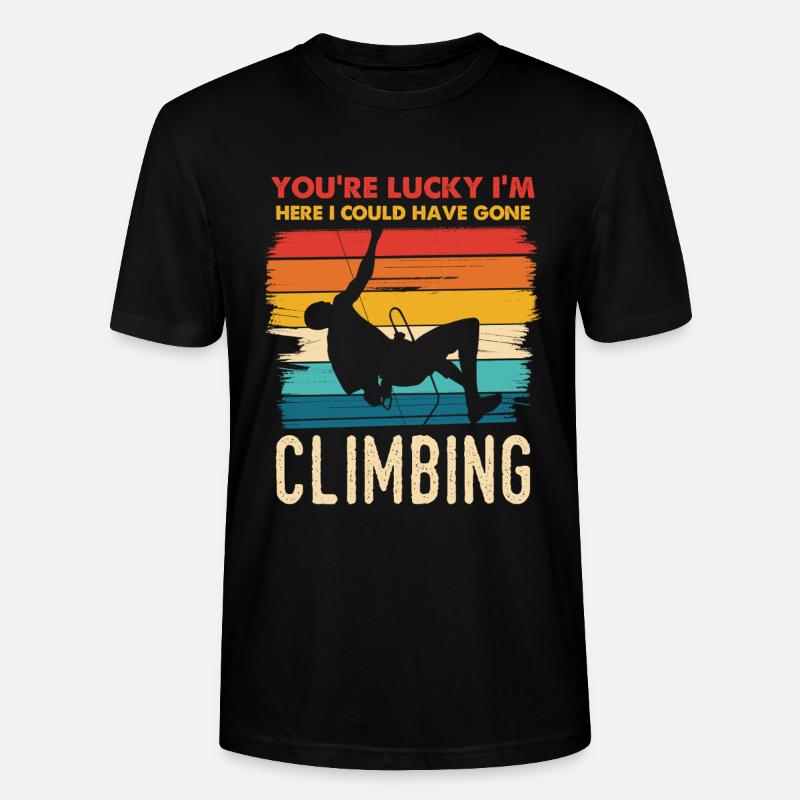 Kletterglück Spruch Hier Klettern - Stanley/Stella Unisex Bio-T-Shirt CRAFTER - Schwarz