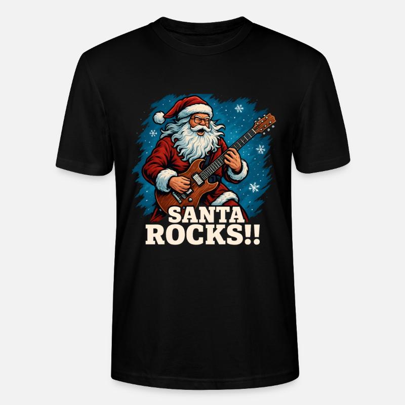 Rockender Weihnachtsmann mit Gitarre - Stanley/Stella Unisex Bio-T-Shirt CRAFTER - Schwarz