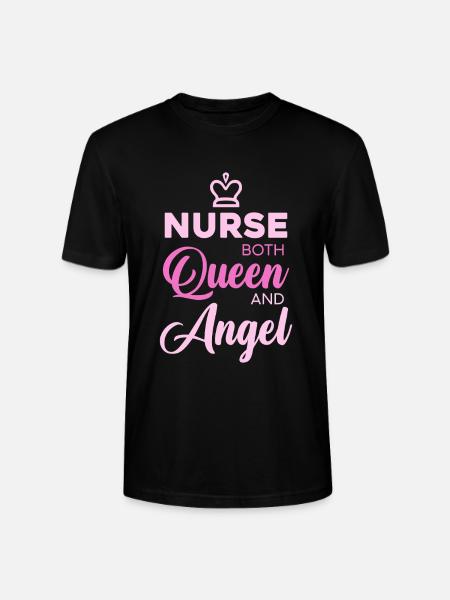 Nurse Queen Angel Typography - Stanley/Stella CRAFTER Unisex Organic T-Shirt - black