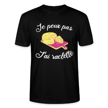 I Can't I Raclette - Raclette Humor Gift - Stanley/Stella CRAFTER Unisex Organic T-Shirt - black - Front - Alina (178cm) & Michal (187cm)