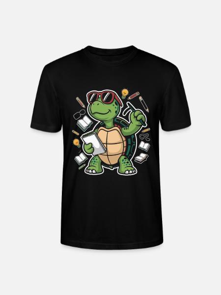 Learning turtle with pen - Stanley/Stella CRAFTER Unisex Organic T-Shirt - black