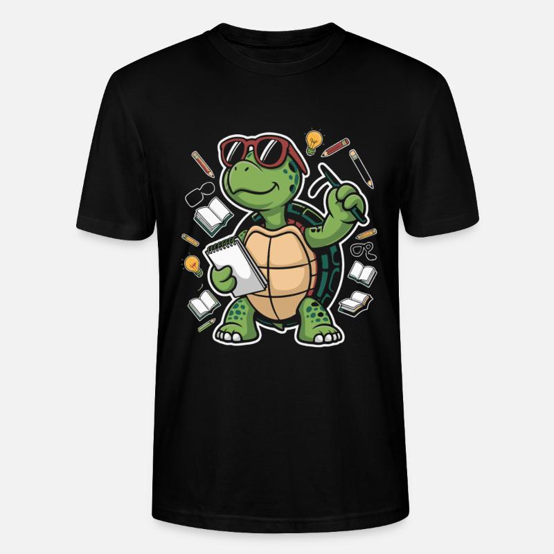 Learning turtle with pen - Stanley/Stella CRAFTER Unisex Organic T-Shirt - black