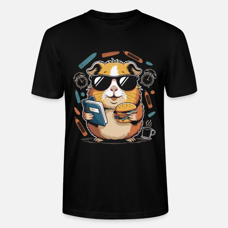 Buchheld Hamster mit Burger - Stanley/Stella Unisex Bio-T-Shirt CRAFTER - Schwarz