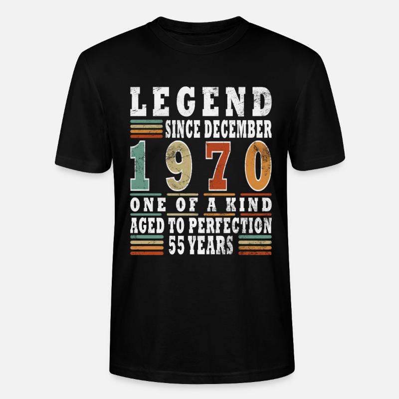 Présent d’anniversaire de décembre 1970 - T-shirt bio CRAFTER Stanley Stella Unisexe - noir
