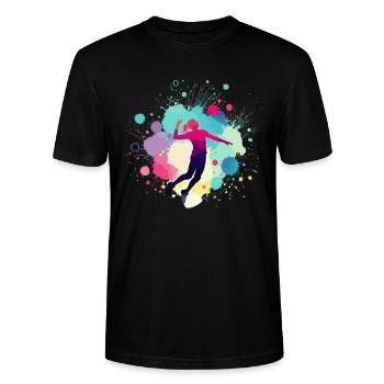 Joueur de volley, volley-ball, joueur de volley-ball - T-shirt bio CRAFTER Stanley Stella Unisexe - noir - Devant - Alina (178cm) & Michal (187cm)