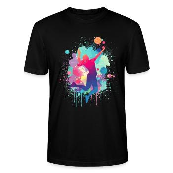 Joueur de volley, volley-ball, joueur de volley-ball - T-shirt bio CRAFTER Stanley Stella Unisexe - noir - Devant - Alina (178cm) & Michal (187cm)