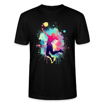Joueur de volley, volley-ball, joueur de volley-ball - T-shirt bio CRAFTER Stanley Stella Unisexe - noir - Devant - Alina (178cm) & Michal (187cm)