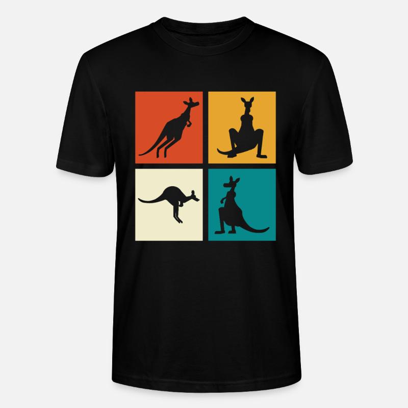 Känguru Vierbild Silhouetten - Stanley/Stella Unisex Bio-T-Shirt CRAFTER - Schwarz