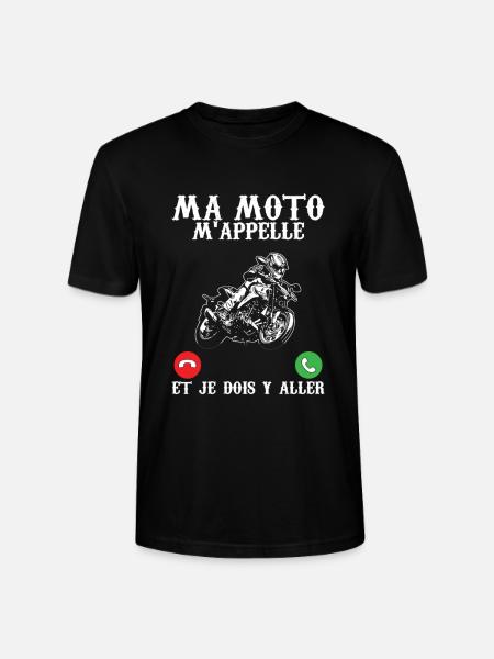 Funny biker my motorcycle is calling me and I have to go - Stanley/Stella CRAFTER Unisex Organic T-Shirt - black