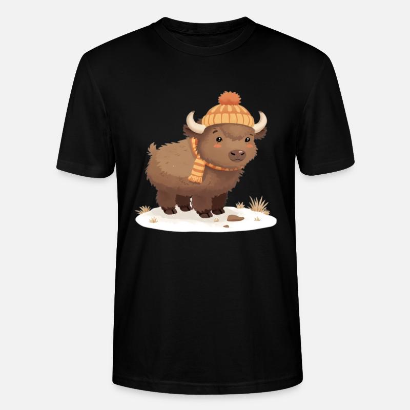 Winterbison mit Mütze - Stanley/Stella Unisex Bio-T-Shirt CRAFTER - Schwarz