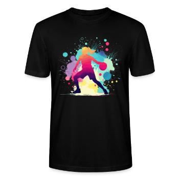 Joueur de basket-ball, basket-ball, joueur de basket-ball - T-shirt bio CRAFTER Stanley Stella Unisexe - noir - Devant - Alina (178cm) & Michal (187cm)